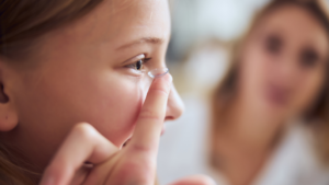 Child wearing daytime management lenses
